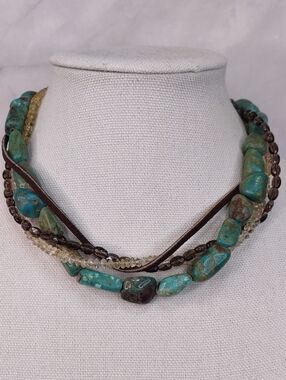 Artisan Crafted Turquoise/Quartz/Citrine Necklace